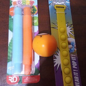 Pop it Bracelet color yellow squishy ball 2 mini pop tubes pack
